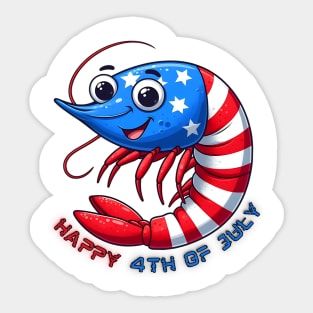 Shrimp celebrate 4th of July independence. Shrimp daddy Sticker